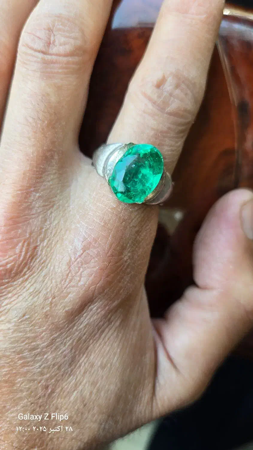 انگشتر سنگ زمرد نقره|جواهرات|صفادشت, |دیوار