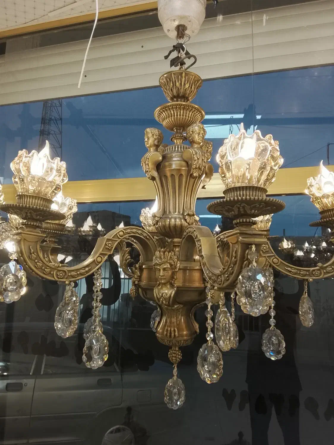 لوستر۱۲شعله برنزی|لوستر و چراغ آویز|تبریز, |دیوار