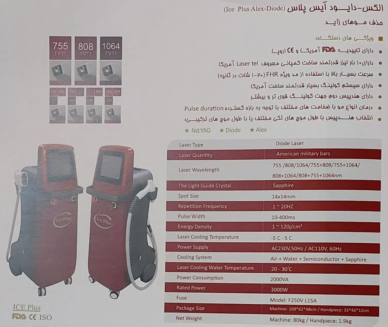 دستگاه لیزر مو زائد آیس پلاس|آرایشی، بهداشتی، درمانی|کرج, عظیمیه|دیوار