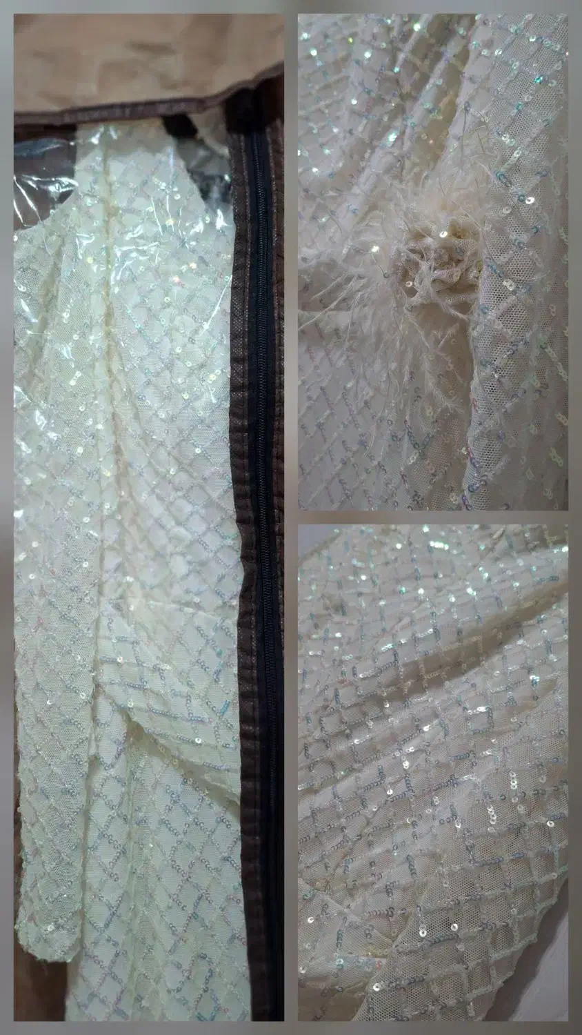 لباس مجلسی تمام پولک رنگ سفیدصدفی نو|لباس|رباطکریم, نصیرشهر|دیوار