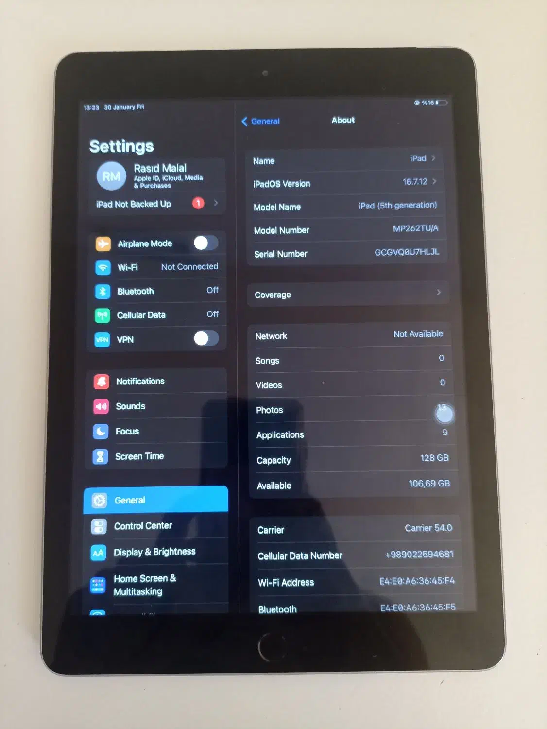 ای پد نسل پنج|تبلت|پرند, فاز ۶|دیوار