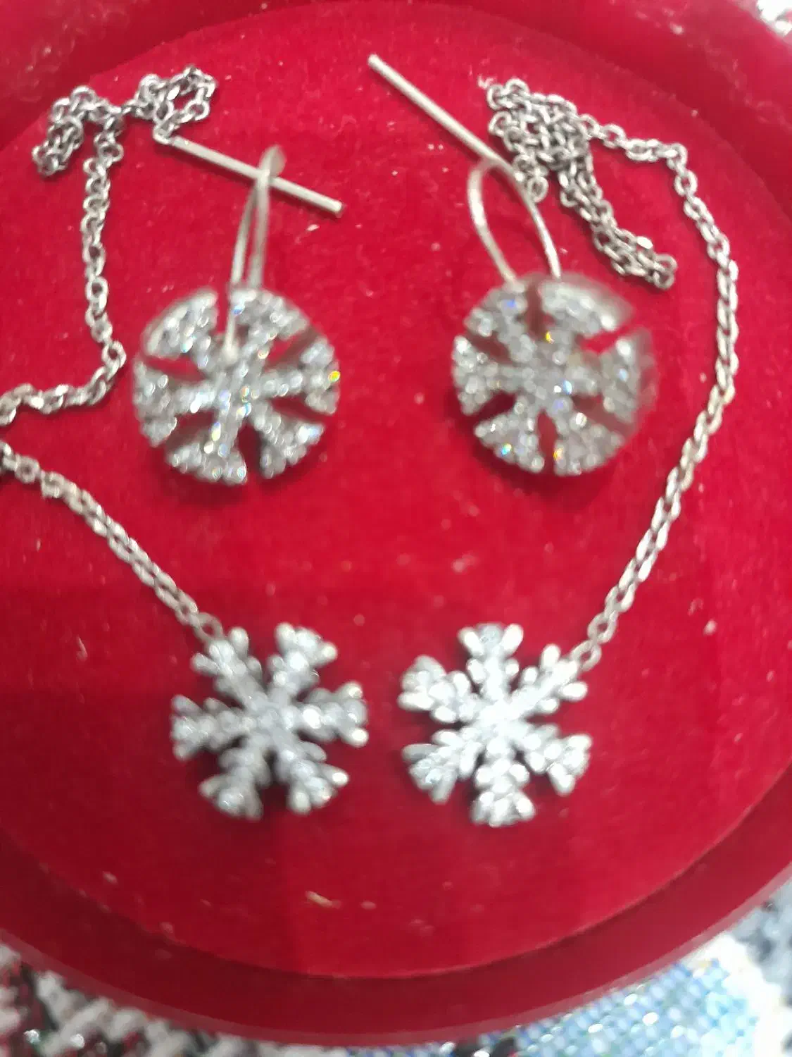 دو جفت گوشواره نقره ۹۲۵ شیک طرح دونه برف|جواهرات|قزوین, |دیوار