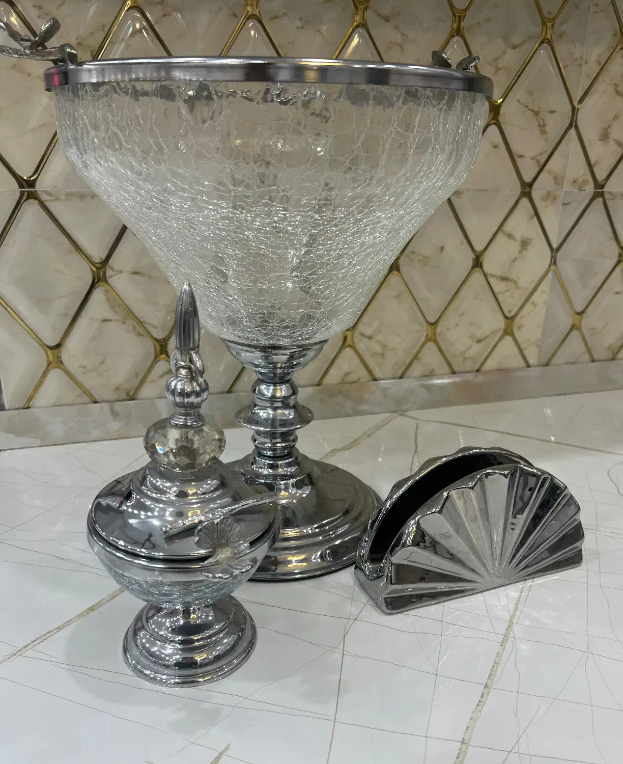 ست ظروف نقره ای|ظروف سرو و پذیرایی|مشکین‌دشت, |دیوار