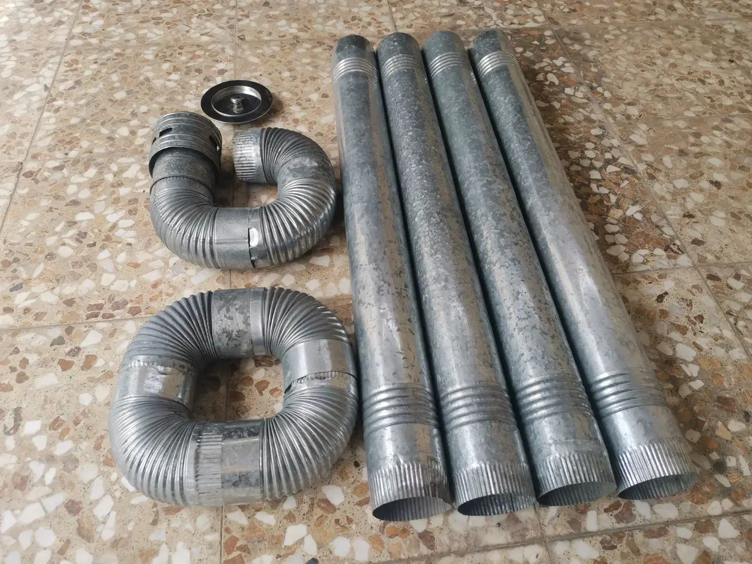 4لوله بخاری یک متری، 7زانو،یک کلاهک و یک درپوش|بخاری، هیتر، شومینه|آق قلا, |دیوار