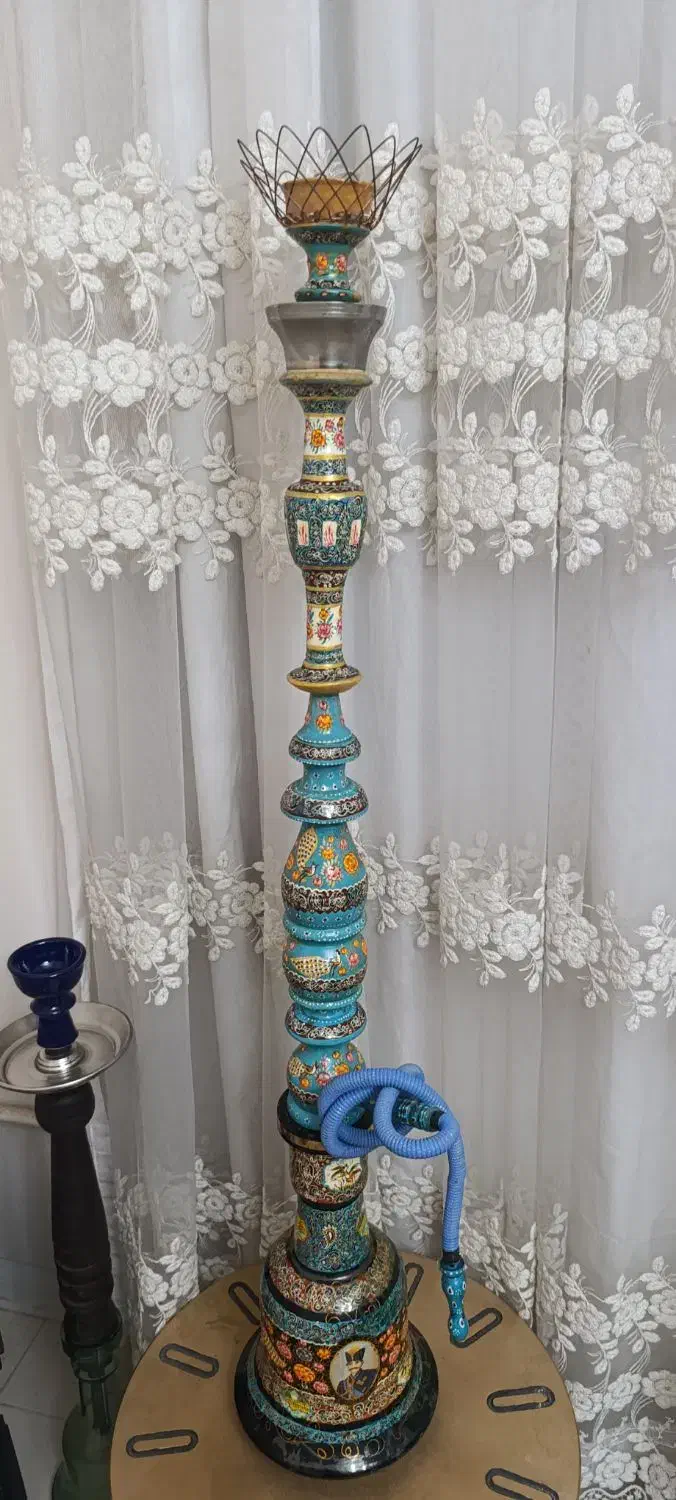 قلیون نقاشی شده قاجاری|کلکسیون اشیاء عتیقه|یزد, |دیوار