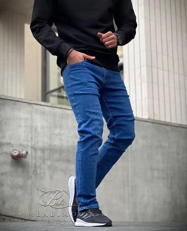 شلوار لی جین راسته مردانه سنگشور آبی و طوسی|لباس|کرمان, |دیوار