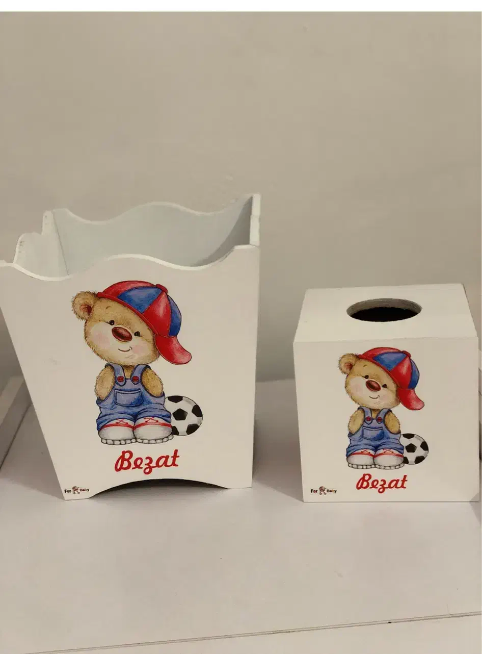 سطل و جادستمال کاغذی طرح تدی کودک|اسباب و اثاث بچه|جهرم, |دیوار