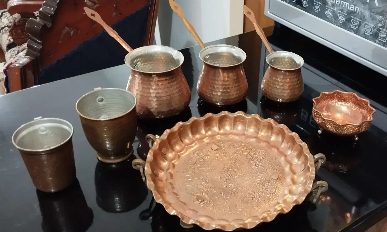 هفت تکه ظروف مس|ظروف سرو و پذیرایی|جیرفت, |دیوار