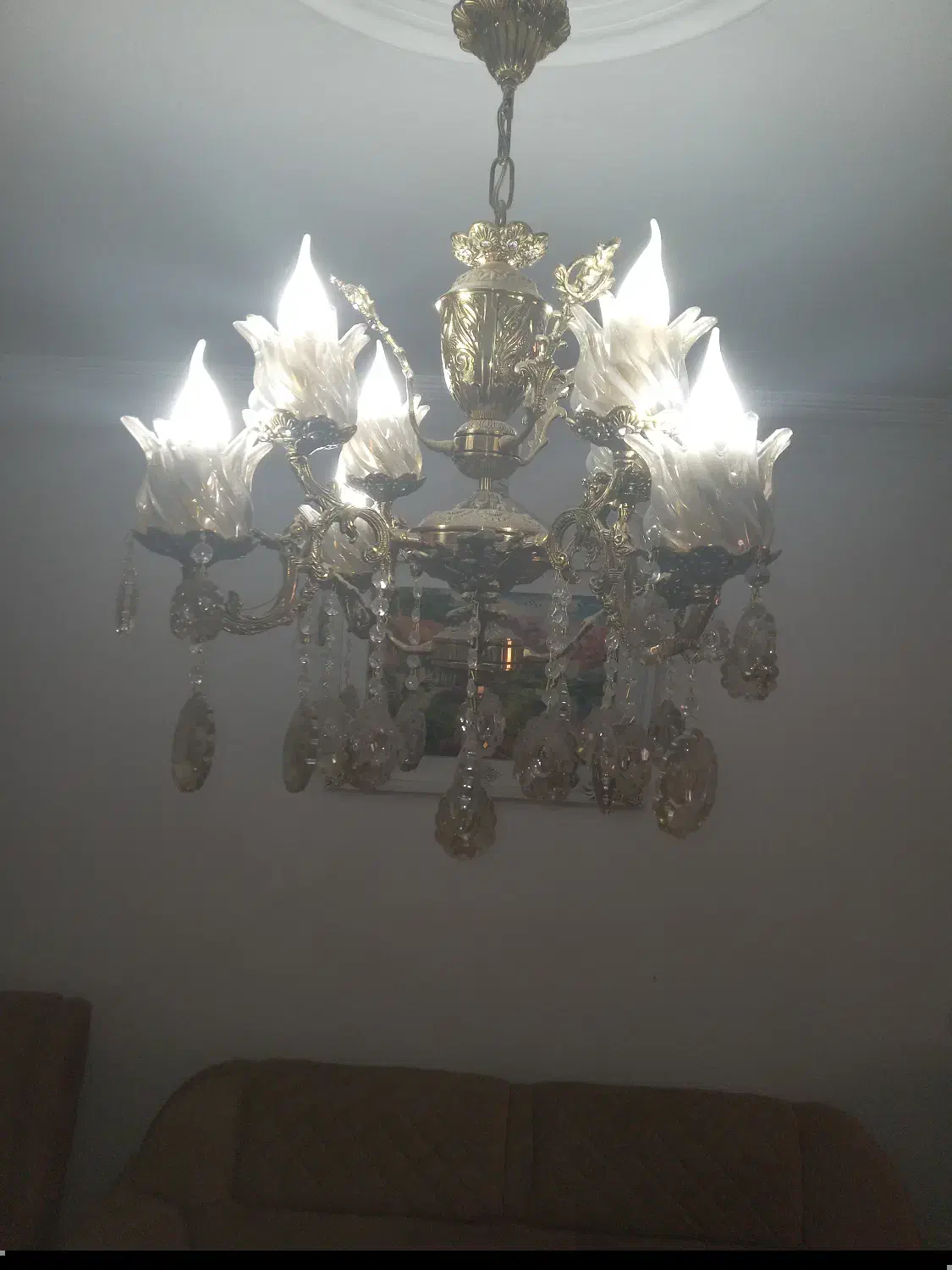 لوستر برنجی|لوستر و چراغ آویز|فشاپویه, |دیوار