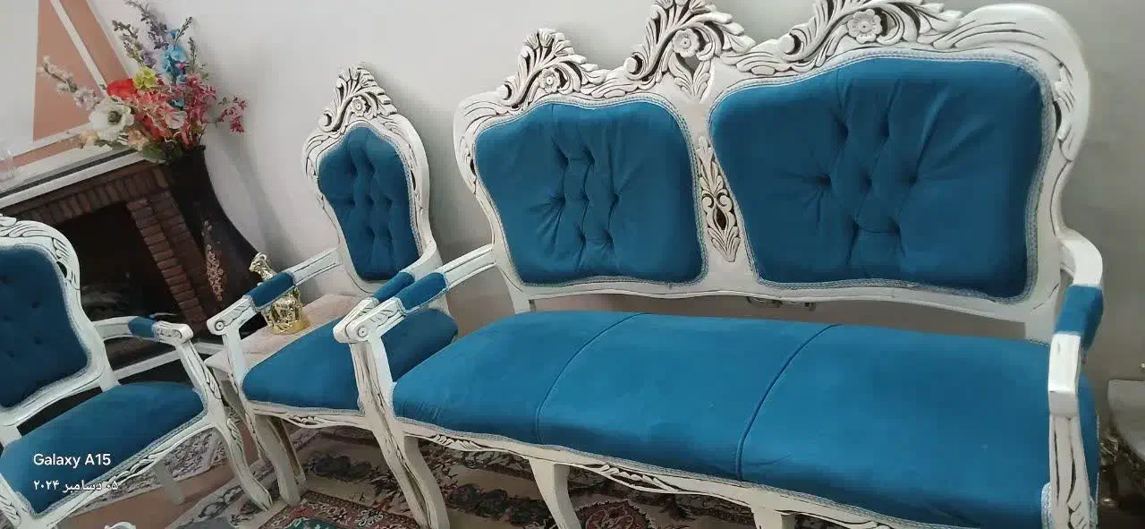 مبل ۹ نفره استیل همراه با میز و جلو مبلی|مبلمان خانگی و میز عسلی|پاکدشت, شهرک انقلاب|دیوار