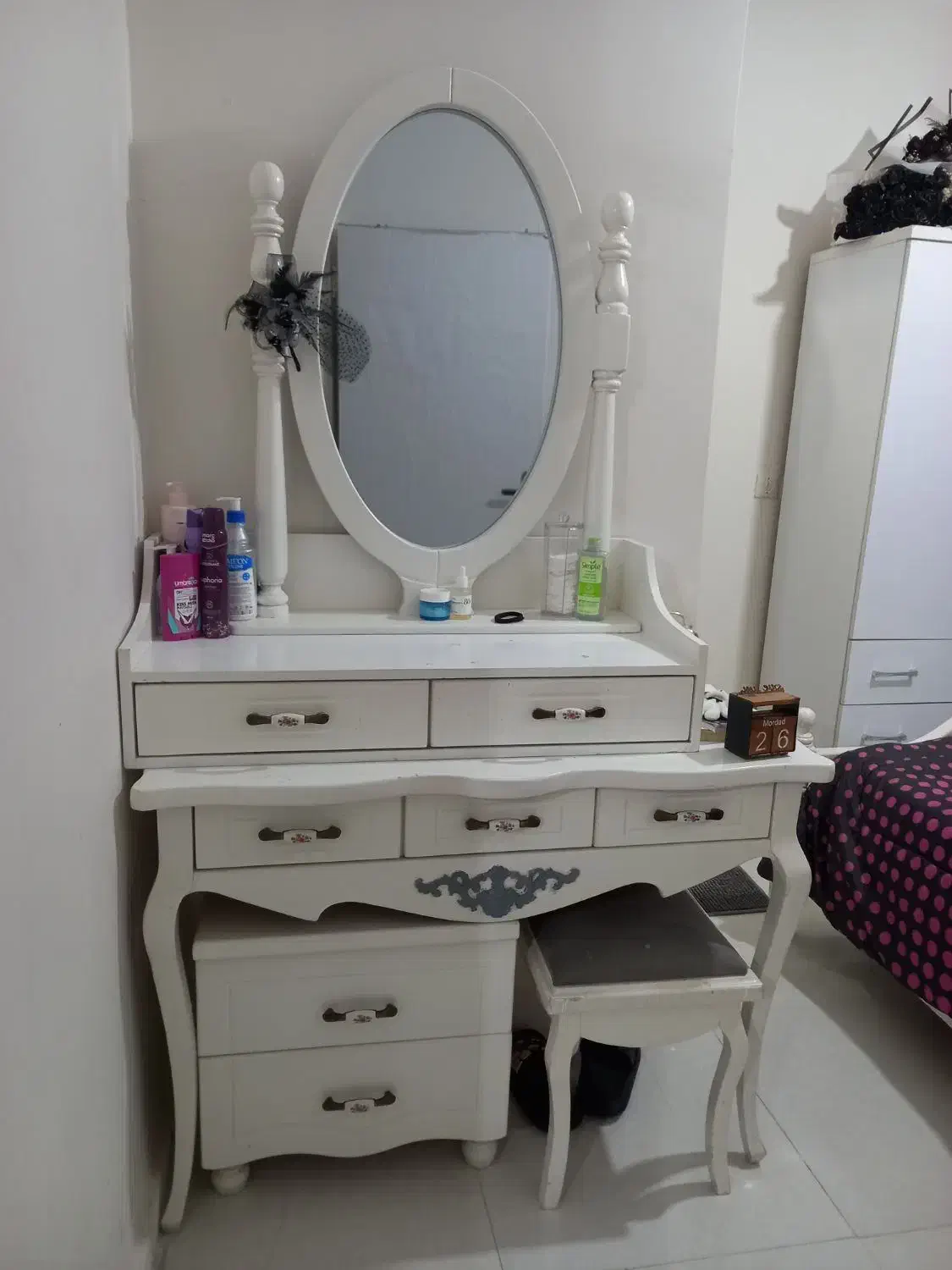 سرویس خواب یک و نیم نفره تت خواب چوبی دخترونه|تخت و سرویس خواب|کرج, حیدرآباد|دیوار