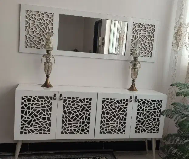 آینه کنسول و شمعدانی|بوفه، ویترین، کنسول|دورود, |دیوار