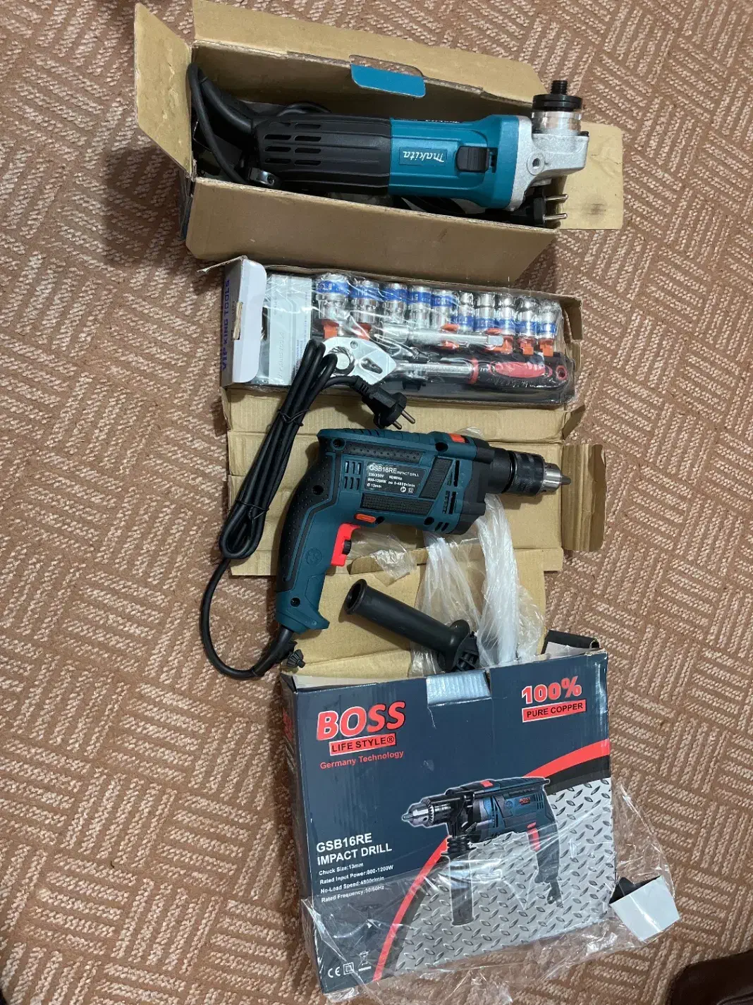 ابزار دریل پک کامل آچاربکس و مینی سنگ|ابزارآلات|فارسان, |دیوار