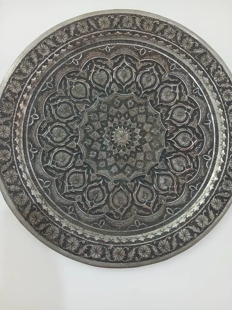 سینی و افتابه لگن مسی قدیمی|کلکسیون اشیاء عتیقه|فسا, |دیوار