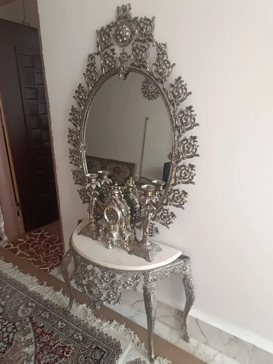 آینه شمعدان برنز|بوفه، ویترین، کنسول|تبریز, |دیوار