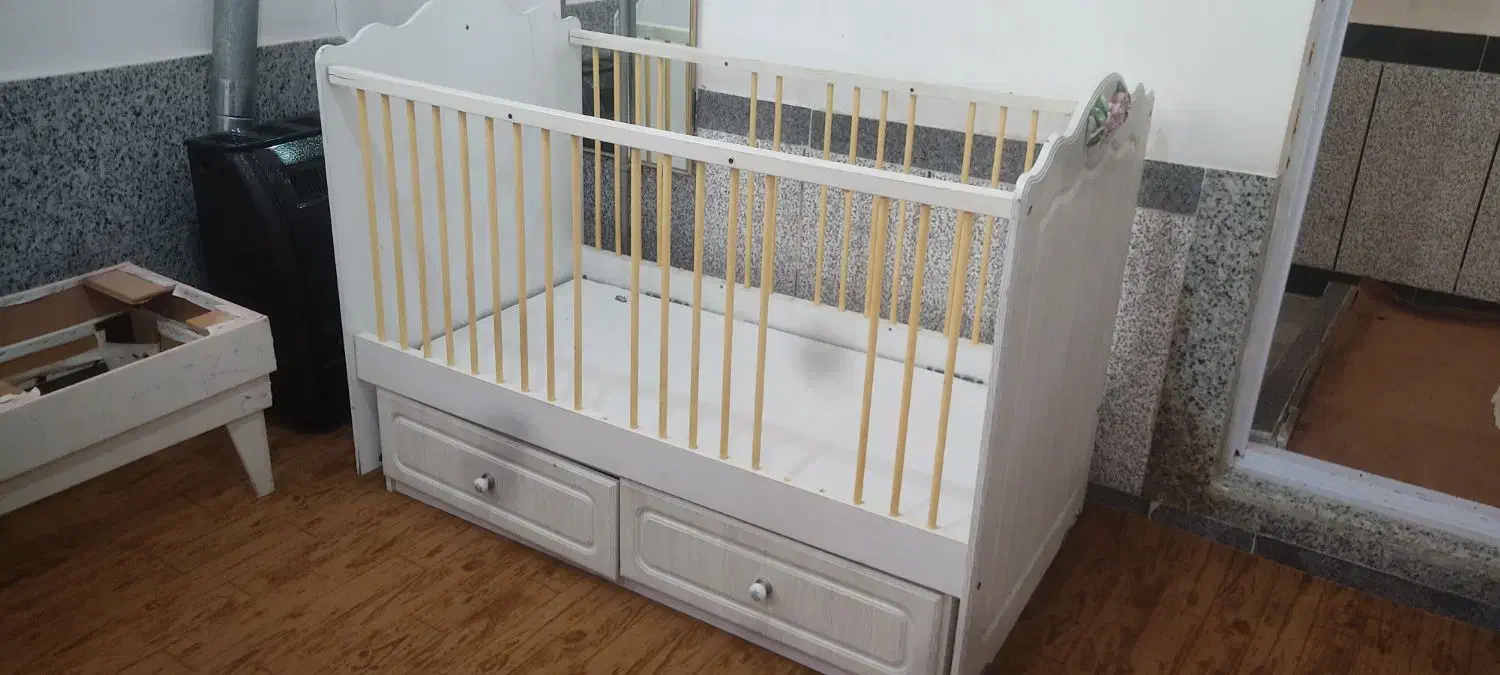 تخت کودک محرک لای لای کشودار|تخت و سرویس خواب|سردشت, |دیوار