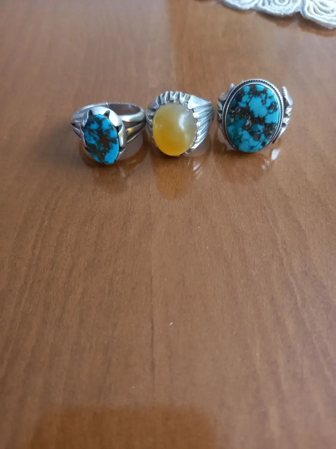 ۳عدد انگشتر نقره ،۲تاش سنگ فیروزه،یکی باباقوری|جواهرات|بروجرد, |دیوار