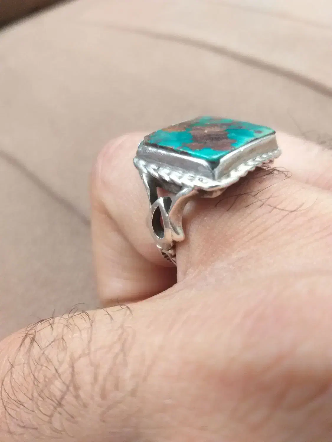 انگشتر نقره عیار بالا فیروزه نیشابوری|جواهرات|شوشتر, |دیوار