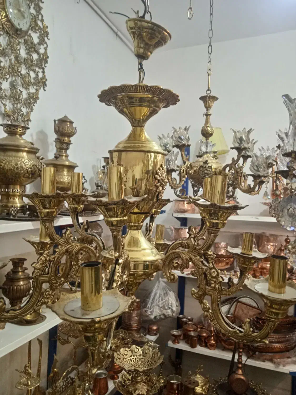 لوستر برنزی و آبکاری|لوستر و چراغ آویز|قرچک, مهدیه|دیوار