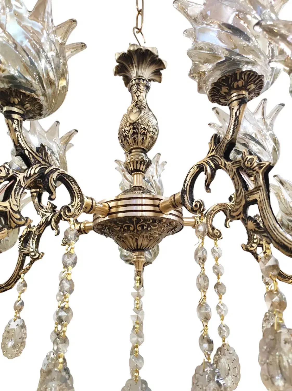 لوستر۵شاخه ۱۰ شعله تمام برنز|لوستر و چراغ آویز|تبریز, |دیوار