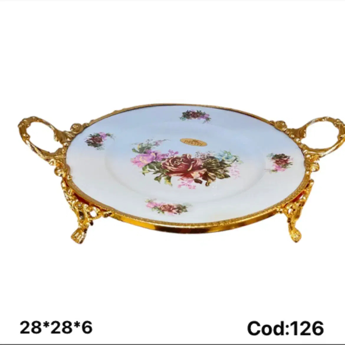 دیس گرد شیرینی خوری چینی برنجی لمونژ دلوین|صنایع دستی و سایر لوازم تزئینی|اهواز, زردشت|دیوار