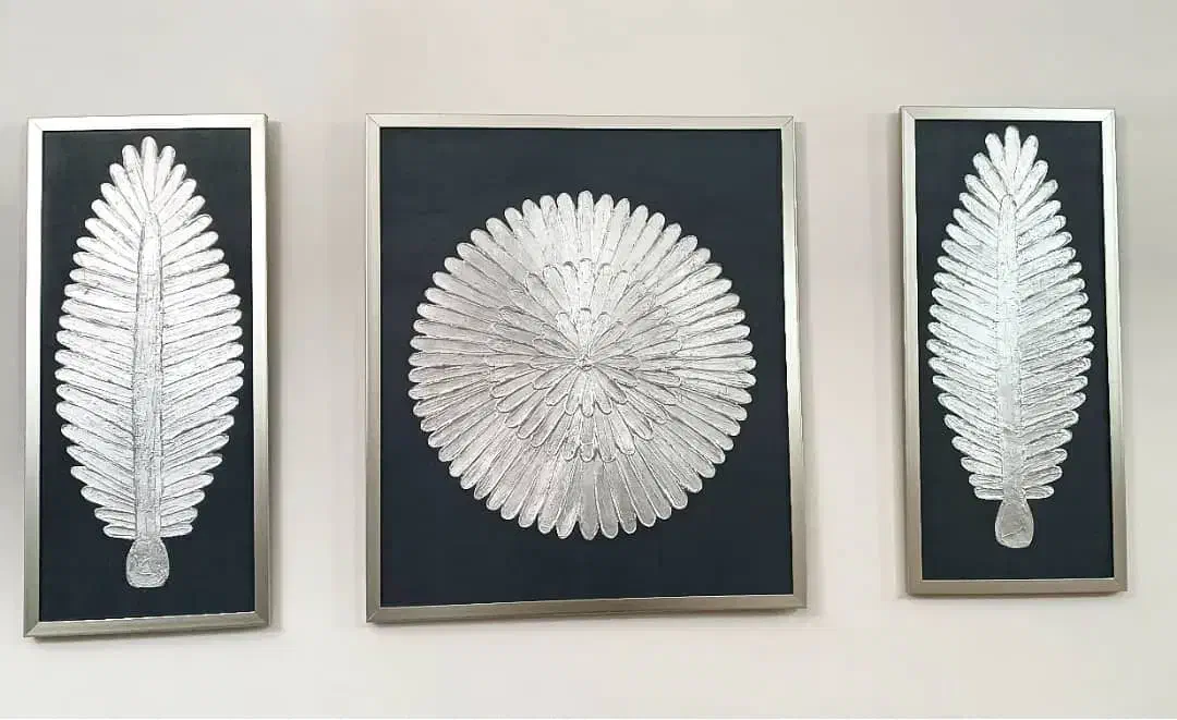 تابلو دکوراتیو روکش نقره سه عددی بی نظیر|تابلو، نقاشی، عکس|نشتارود, |دیوار