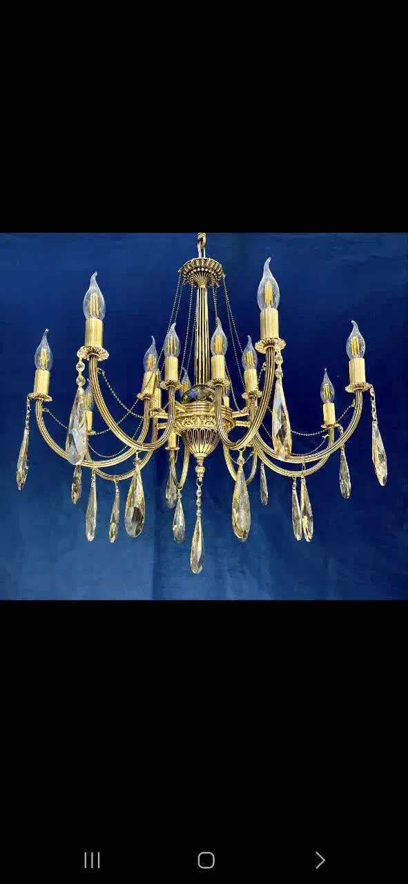 لوستر.راما.تمام برنجی۱۰+۱۰شعله جدیدکلاسیک برنج TY8|لوستر و چراغ آویز|تهران, نعمت‌آباد|دیوار