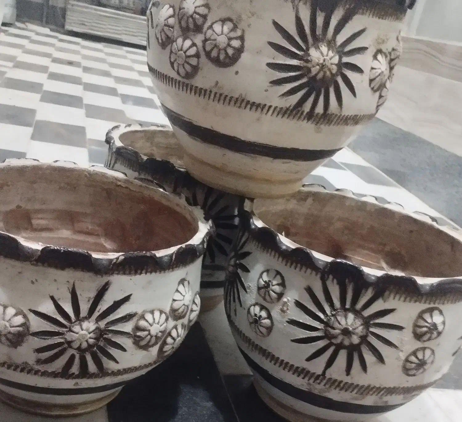گلدان چهار تای|گل و گیاه طبیعی|اهر, |دیوار