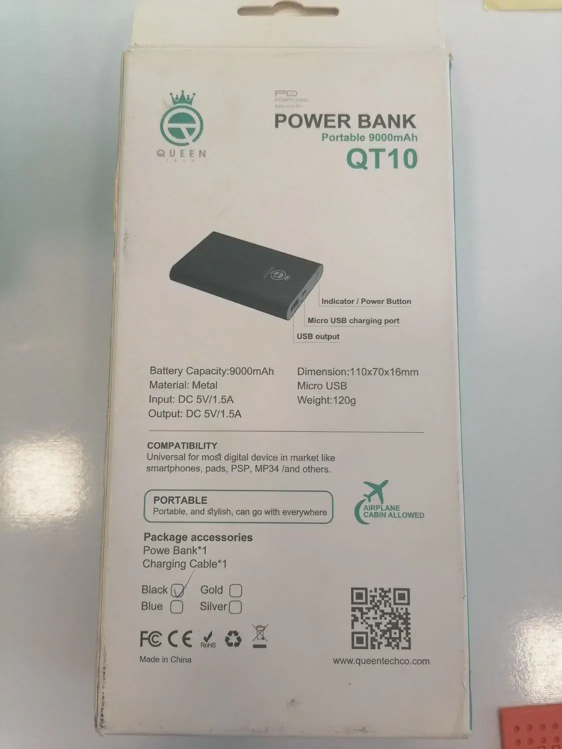 پاوربانک کوئین 9000میلی امپر بدنه فلزی|لوازم جانبی موبایل و تبلت|مشهد, کلاهدوز|دیوار