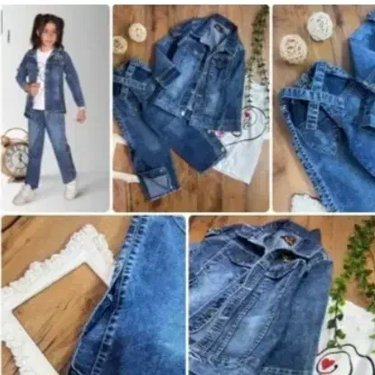 سه تیکه دخترانه جین|کفش و لباس بچه|کرمان, |دیوار