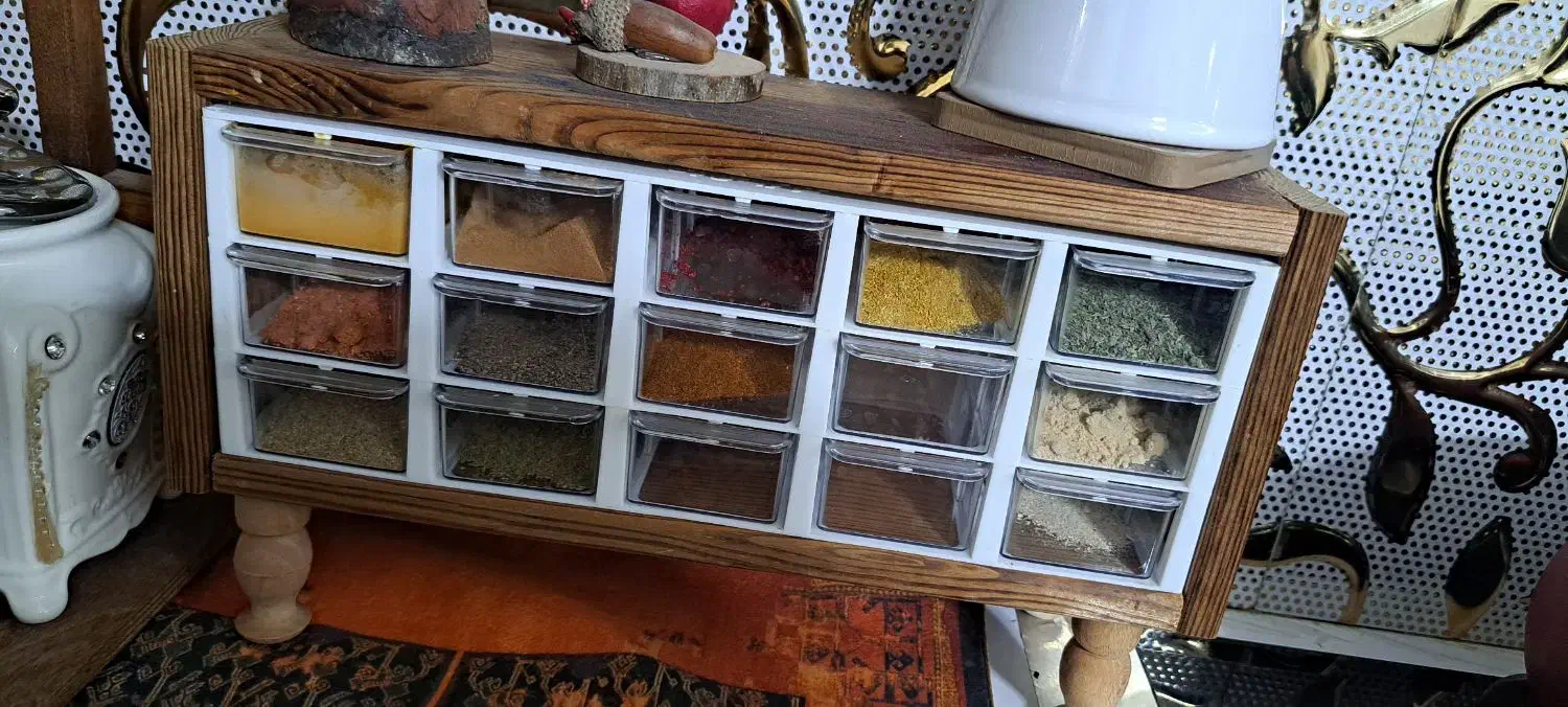 جا ادویه ای کشویی جنس چوبی|آب‌چکان و نظم‌دهنده ظروف|محمدیه-قزوین, |دیوار