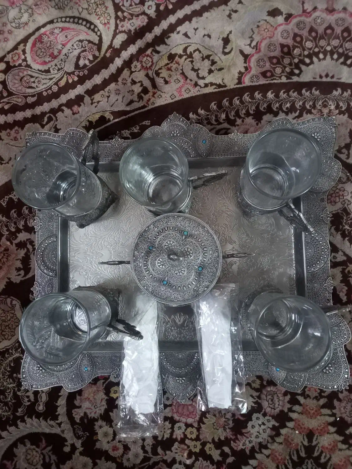 سینی نقره|ظروف سرو و پذیرایی|قم, آزادگان|دیوار