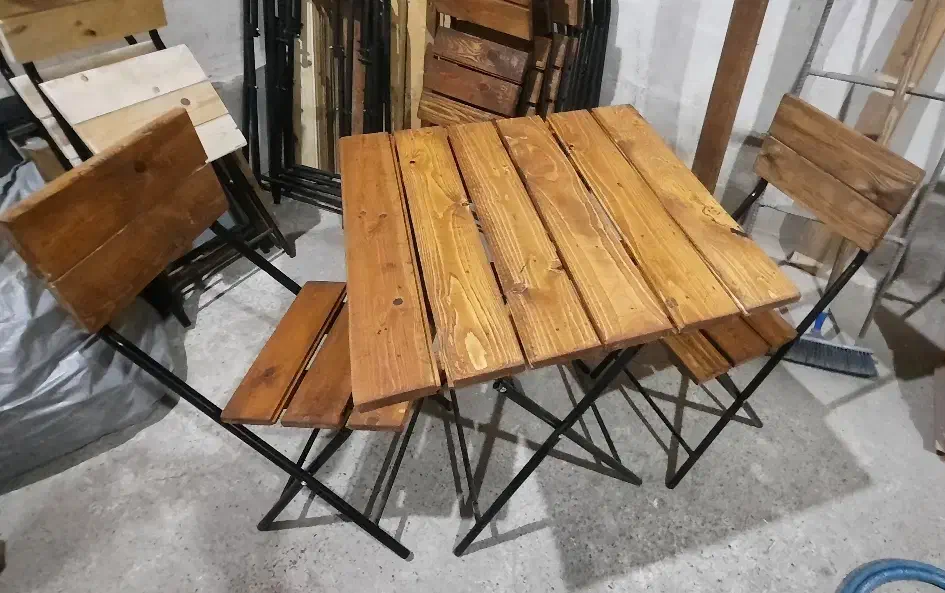 تولیدی میز و صندلی تاشو رنگ کوره ای چوب روس مدل01|میز و صندلی غذاخوری|اصفهان, مفتح|دیوار