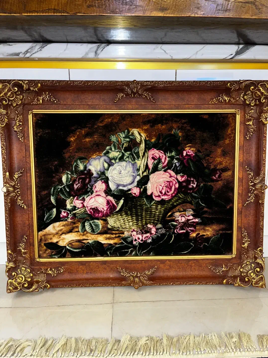 تابلو فرش سبد گل ابریشم|تابلو فرش|تهران, کوهک|دیوار