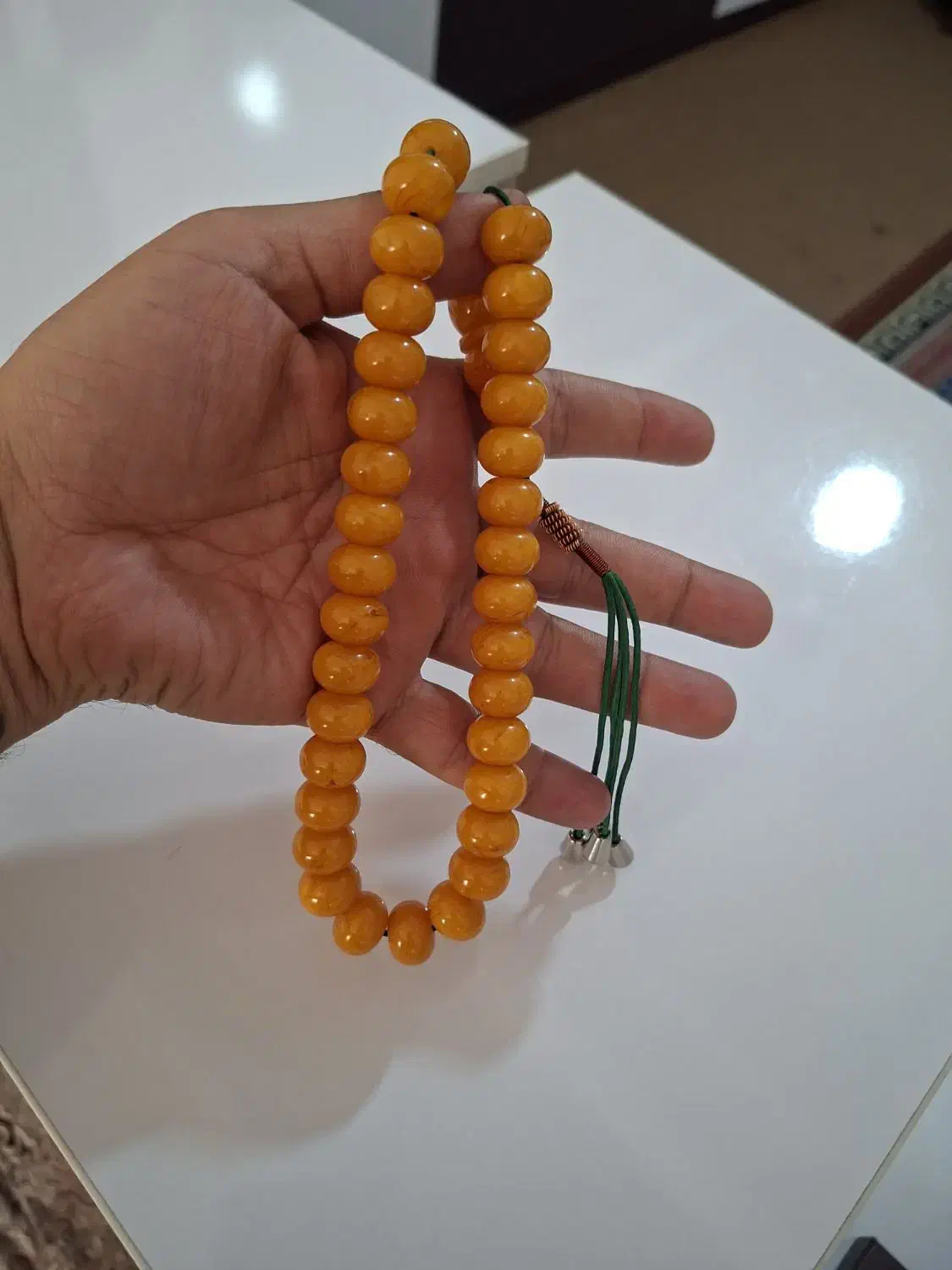 تسبیح کهربا رگه دار|کلکسیون اشیاء عتیقه|خرمآباد, |دیوار