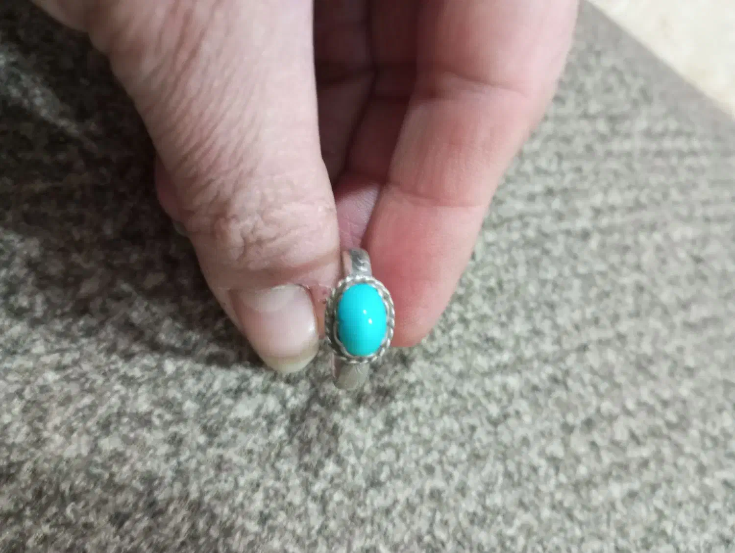 فروش انگشتر نقره با فیروزه امریکایی|بدلیجات|صفادشت, |دیوار