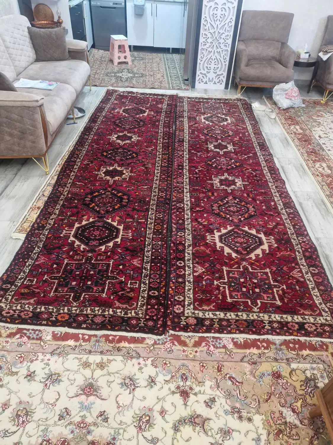 ۲ تحته فرش دستباف کناره قره جه|فرش|تبریز, |دیوار