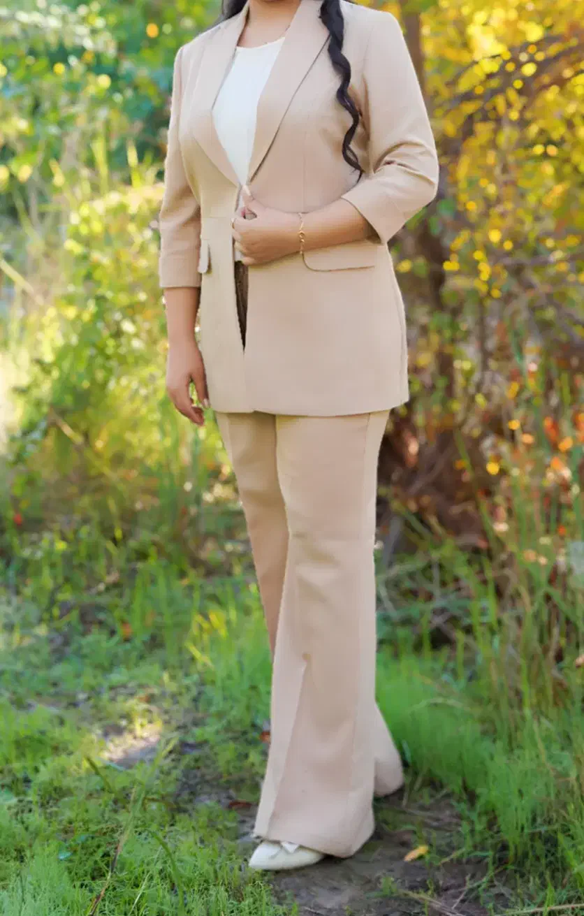 کت شلوار نو کرمی شاین دار|لباس|سرپل ذهاب, |دیوار