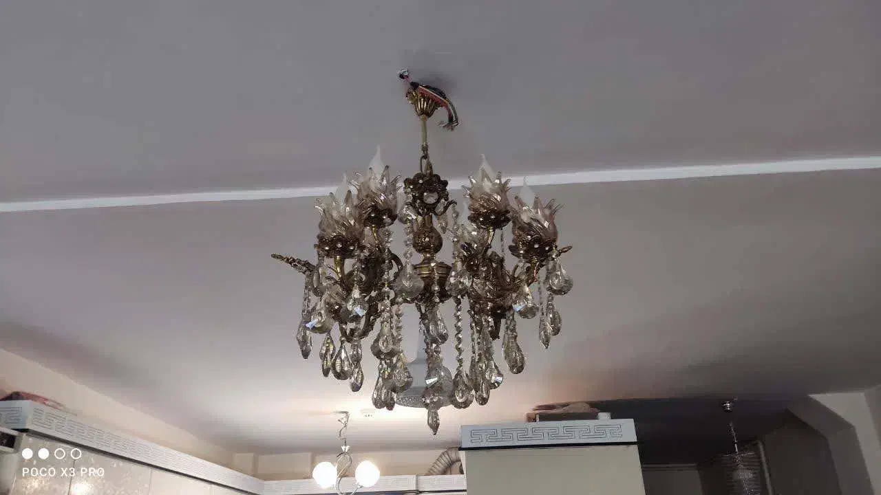 لوستر برنزی قلم کاری|لوستر و چراغ آویز|همدان, |دیوار