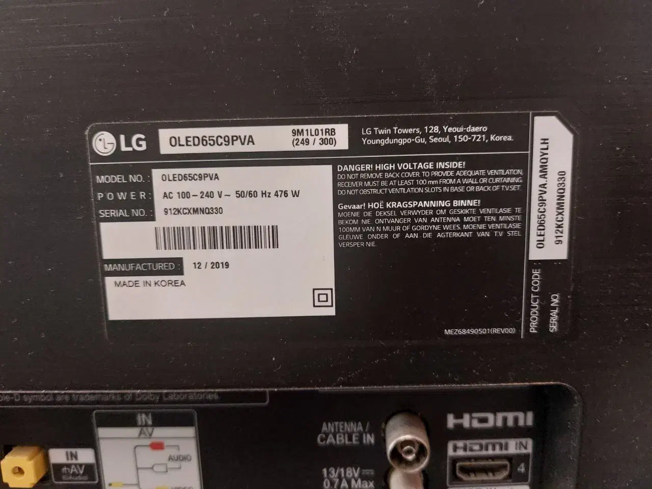 تلویزیون LG OLED 65 مدل C9PVA (پنل نیاز به تعویض)|تلویزیون و پروژکتور|فومن, |دیوار
