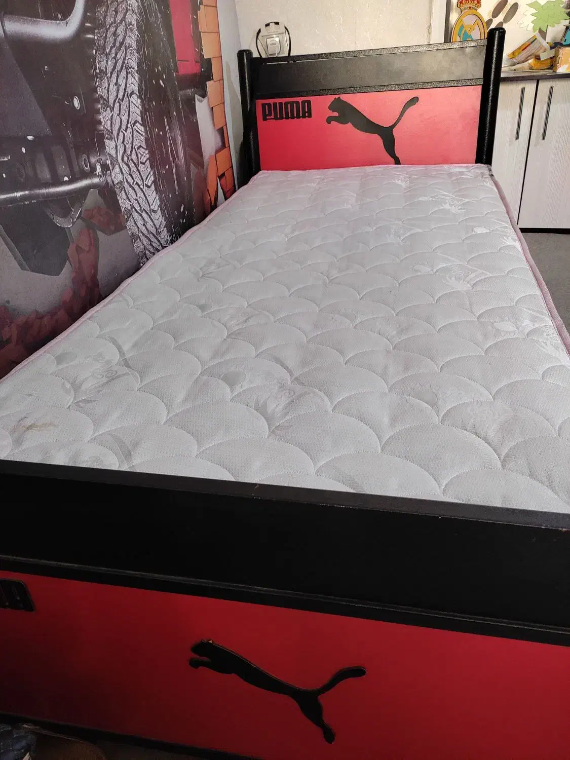 تخت فلزی یکنفره با تشک|تخت و سرویس خواب|کنگاور, |دیوار