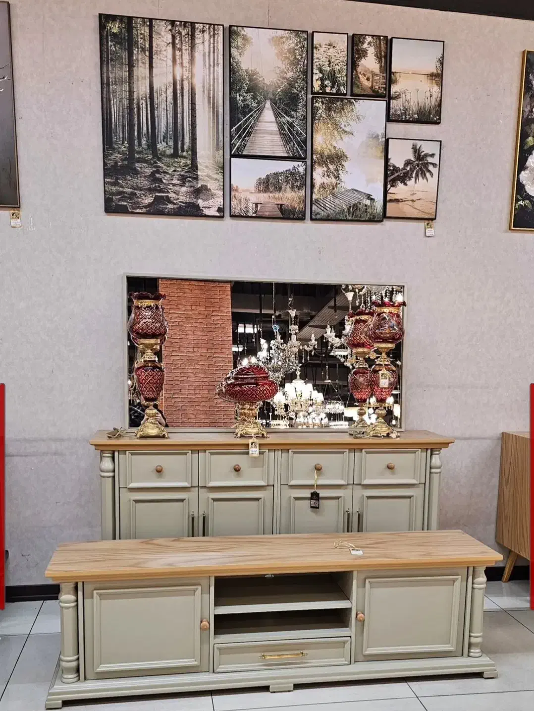 آینه کنسول مینیمال روکش چوب اینه کنسول میزتلویزیون|بوفه، ویترین، کنسول|ملایر, |دیوار