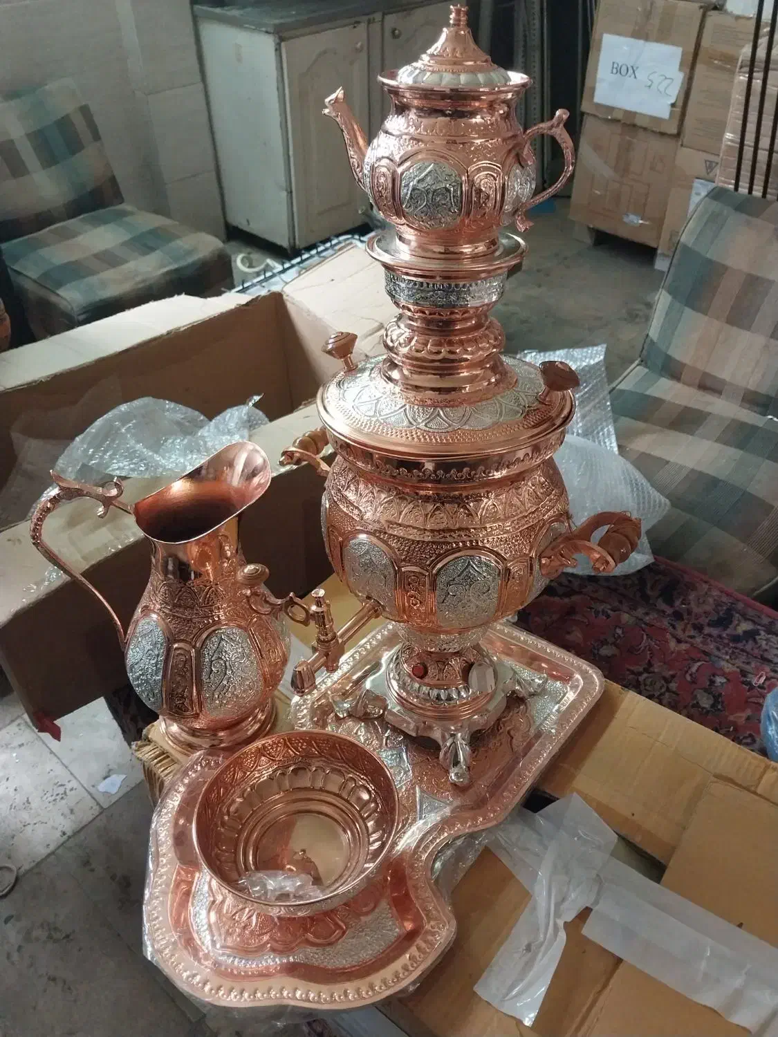 یک سرویس سماورمسی نو نو|کلکسیون اشیاء عتیقه|تهران, امام زاده عبدالله|دیوار