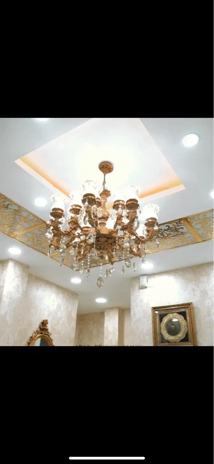 لوستر سلطنتی ۸‌شعله رنگ طلایی|لوستر و چراغ آویز|اهواز, نادری|دیوار