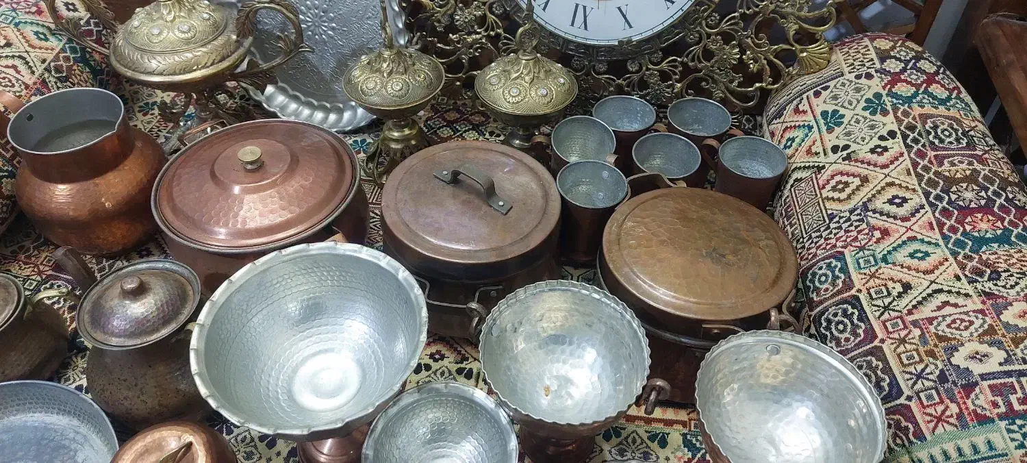 ظروف مسی برنجی|کلکسیون اشیاء عتیقه|ری, منصوریه منگل|دیوار