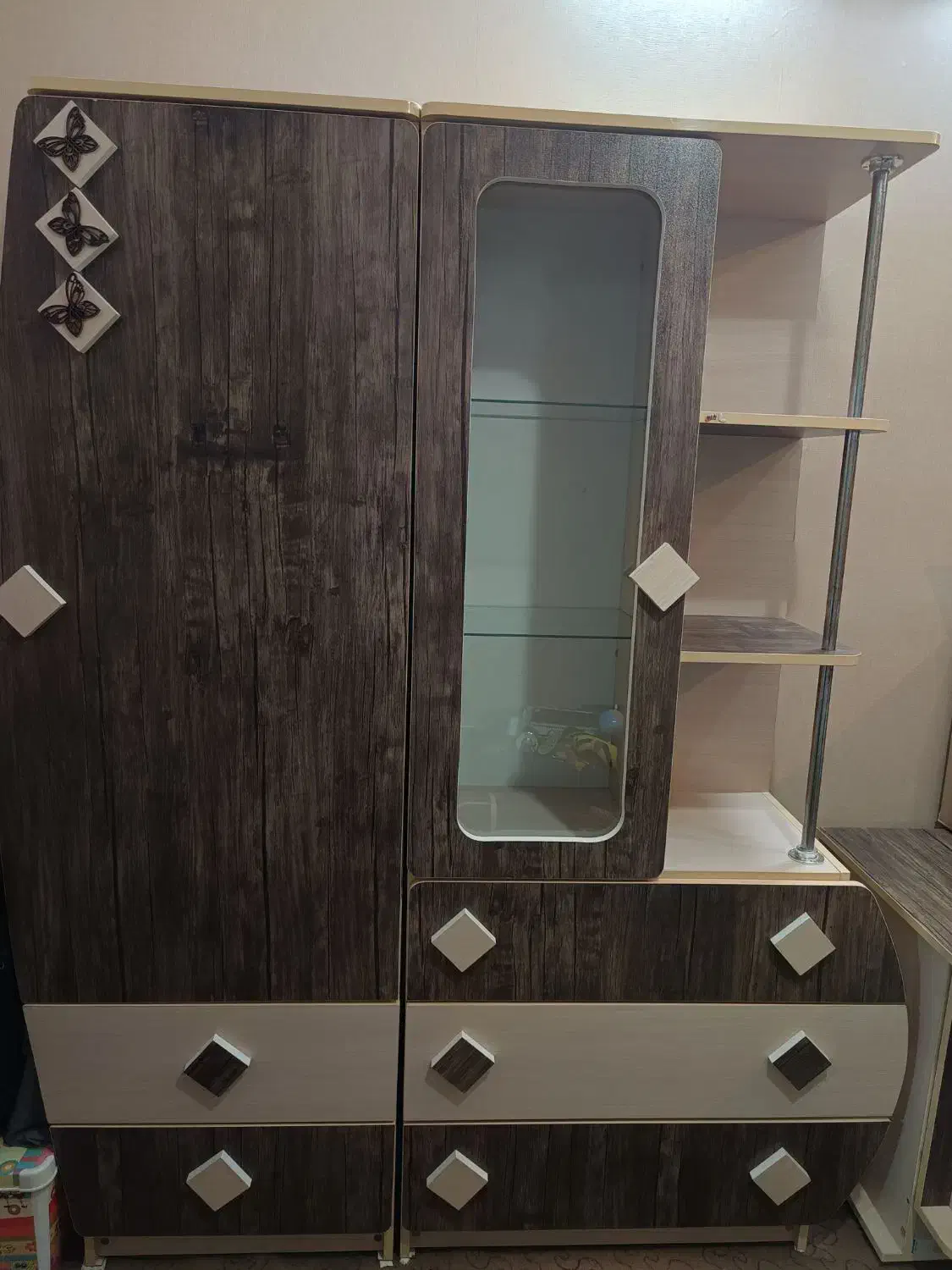 سرویس خواب کودک و نوجوان تمیز 3تکه همراه با تشک|تخت و سرویس خواب|کرج, باغستان|دیوار