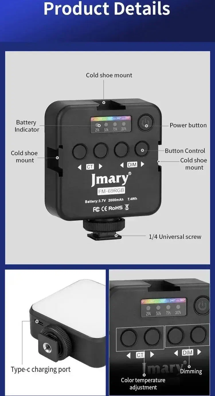 نور ثابت جی ماری مدل FM-69RGB شارژی RGB|دوربین عکاسی و فیلمبرداری|شیراز, فخرآباد (دروازه کازرون)|دیوار