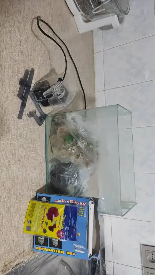 اکواریوم شیشه خم با کل لوازم|ماهی|نسیم‌شهر, |دیوار