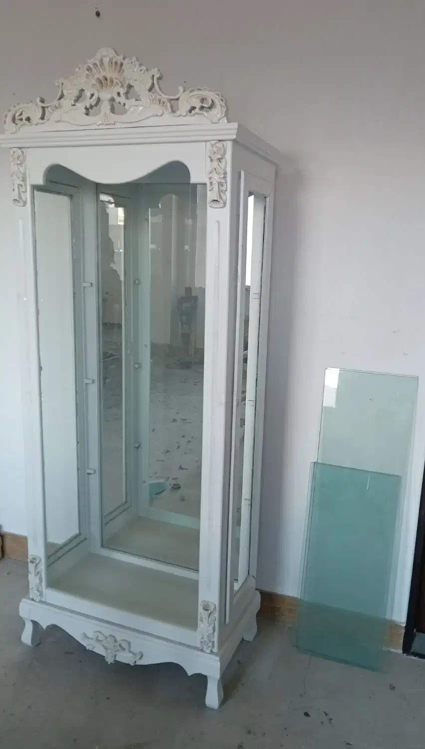 بوفه استخوانی و میز تلوزیون شیشه خم دودی|بوفه، ویترین، کنسول|سراب, |دیوار