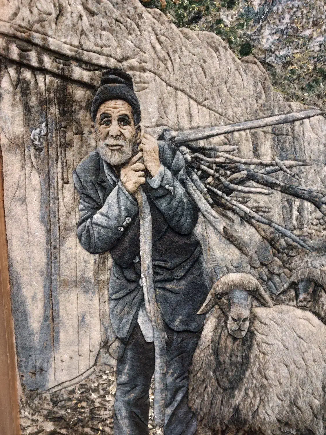 تابلو فرش کوچه باغ روستا ۱۲۰در۸۰ باقاب تمام چوب|تابلو فرش|مشهد, ده دی|دیوار